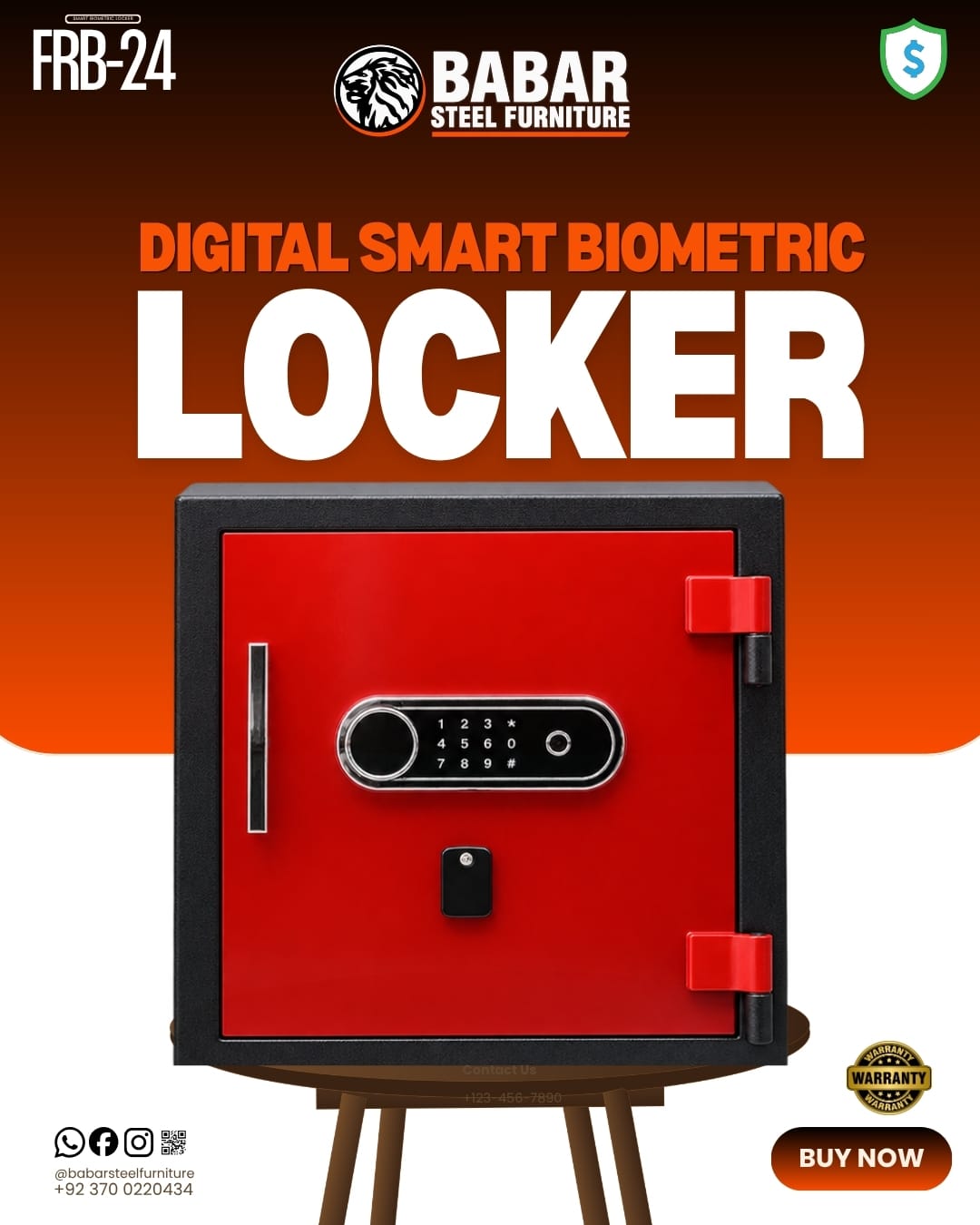FRB-24 Smart Biometric Locker (Red & Black)
